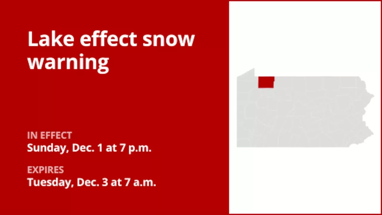 Lake effect snow warning issued for Warren County until Tuesday morning