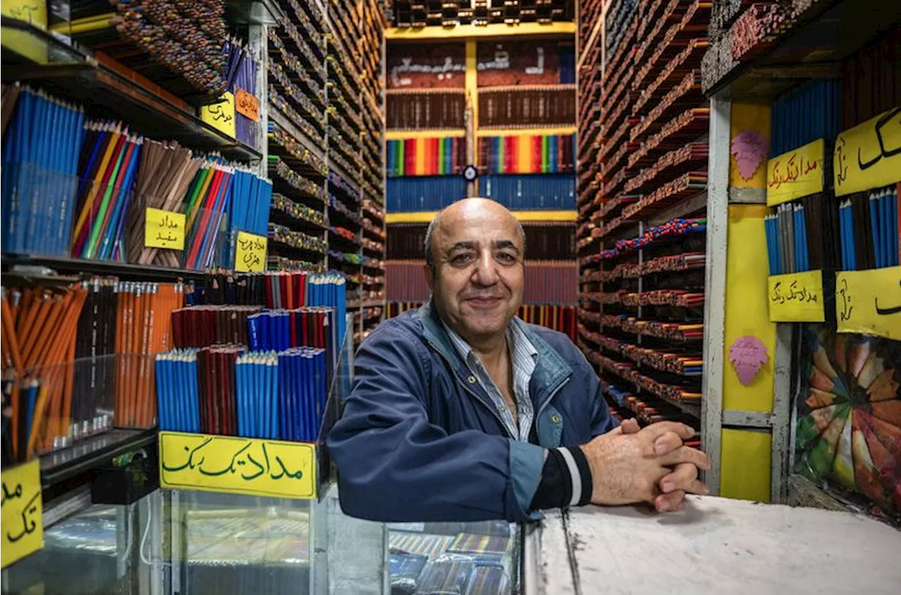 Meet the man selling 50,000 coloured pencils at Tehran's Grand Bazaar