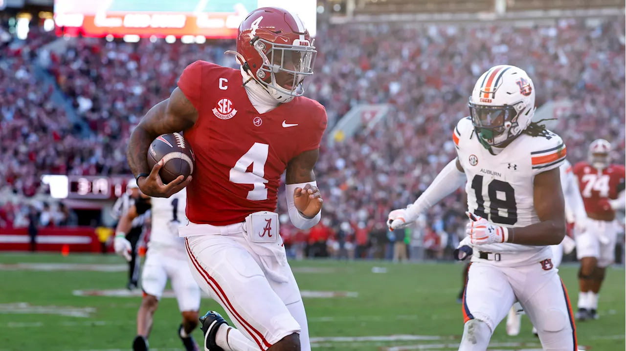 Milroe, No. 13 Alabama keep playoff hopes alive with win over Auburn in Iron Bowl