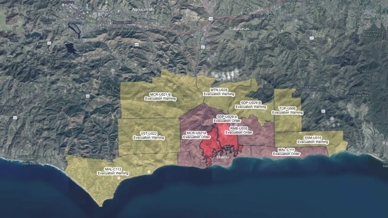 Malibu fire maps show where Franklin Fire is burning, evacuation areas