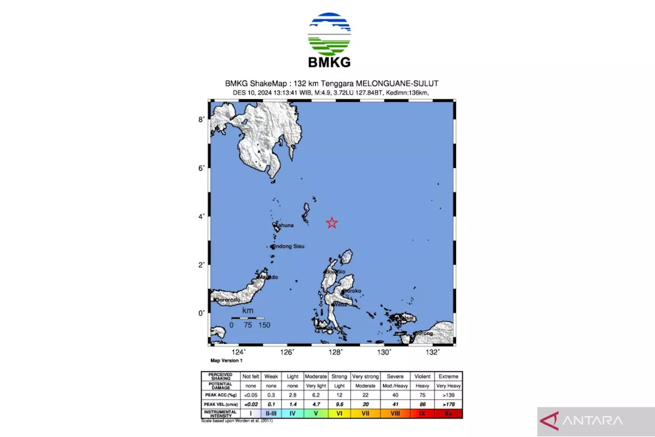 Gempa 5,2 magnitudo guncang Kabupaten Talaud Sulawesi Utara