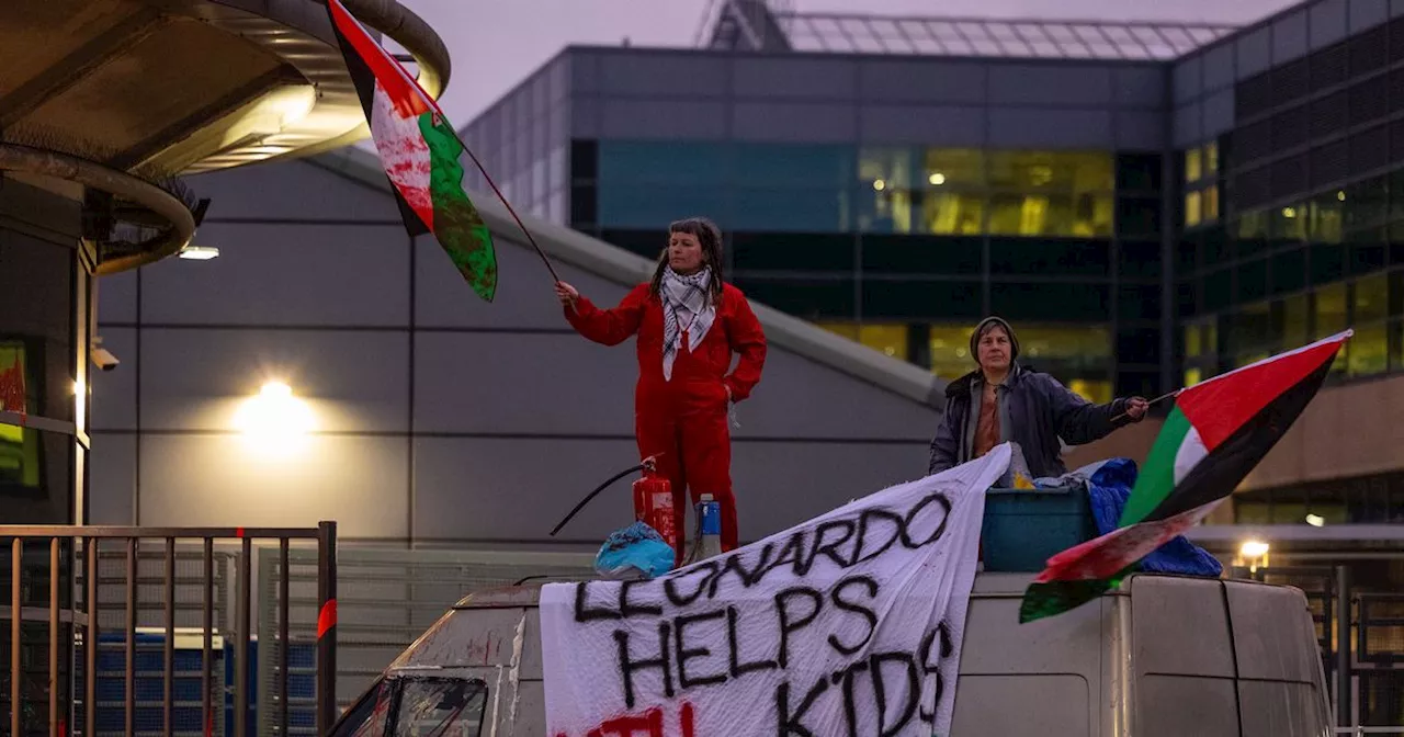 Pro-Palestine activists climb on vehicles blocking Scots weapons factory entry