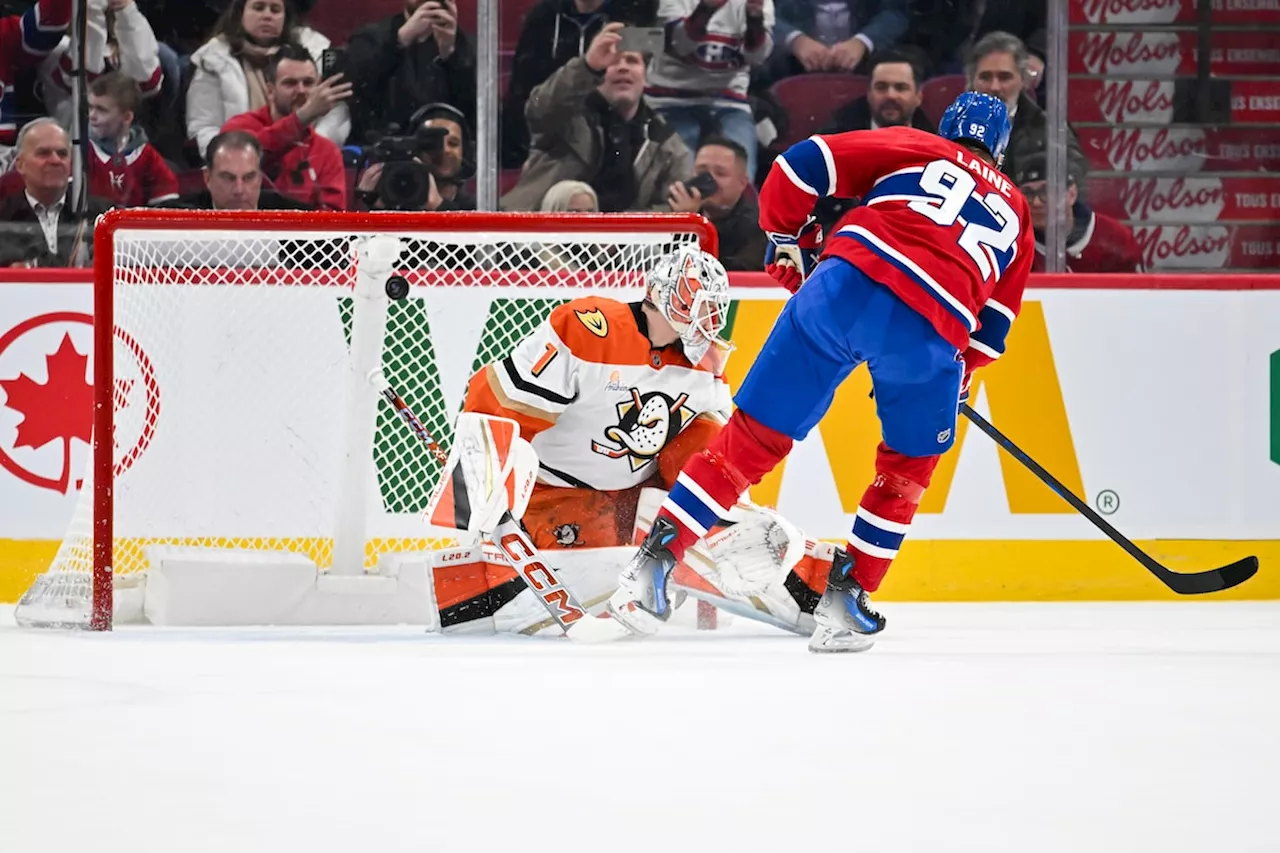 Laine paces Canadiens to 3-2 shootout win over Ducks