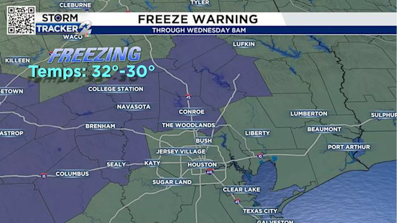 Freeze warnings issued for Wednesday morning north and west of Houston