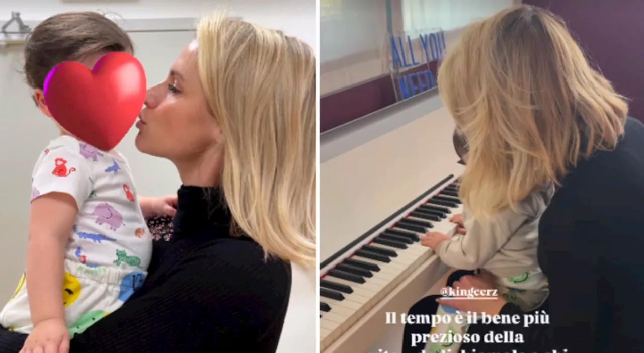 Michelle Hunziker, lezione di pianoforte con il piccolo Cesare: «Quando sto con il mio Bignè, il cuore vola».