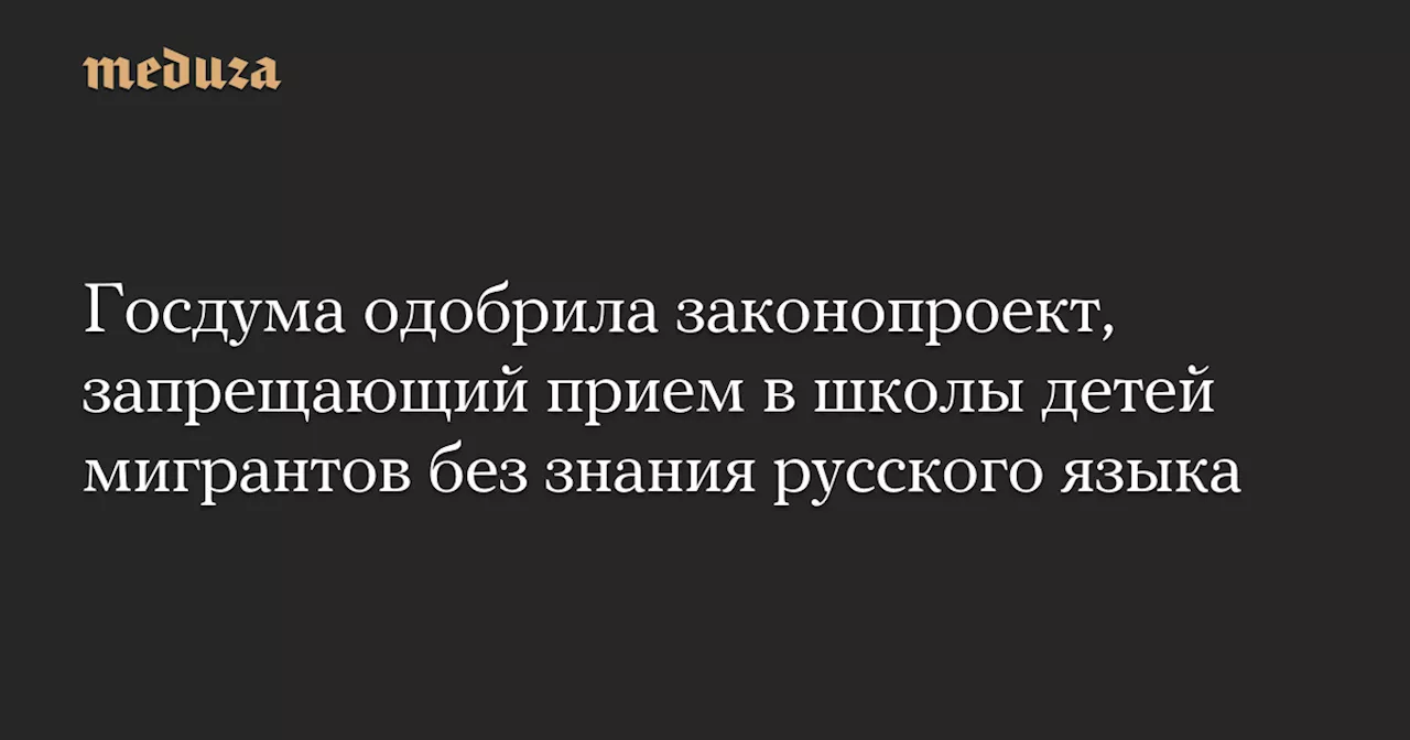 Госдума одобрила законопроект, запрещающий прием в школы детей мигрантов без знания русского языка