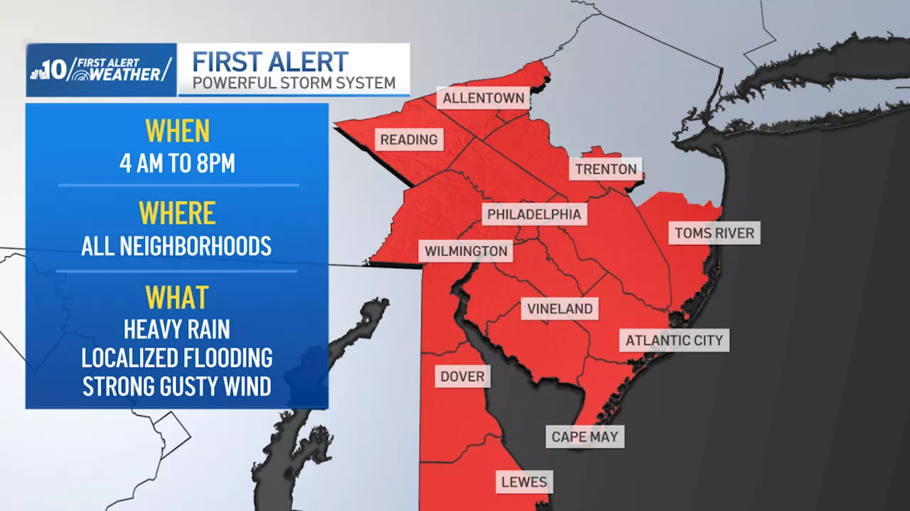 Severe storms, strong wind, flood risk to hit Philly region