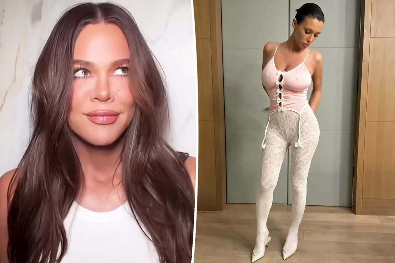 Khloé Kardashian tries out Bianca Censori's signature look in tights and thong catsuit