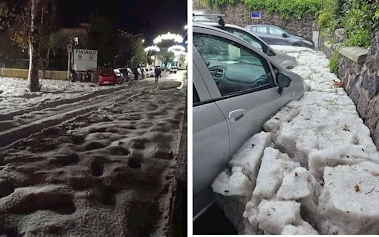 Ischia imbiancata dalla grandine, un evento eccezionale colpisce l'isola. FOTO