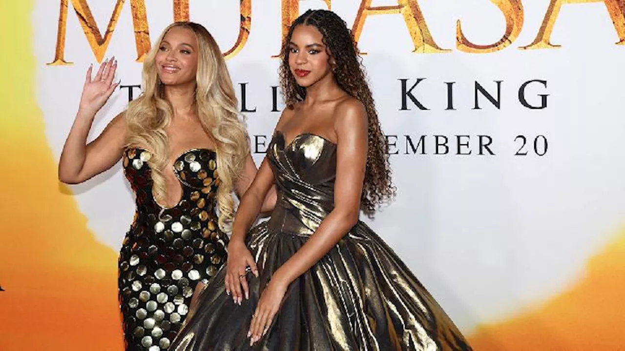 Beyonce dan Blue Ivy Tampil Anggun dengan Balutan Gaun Emas Metalik pada Pemutaran Perdana Film Mufasa