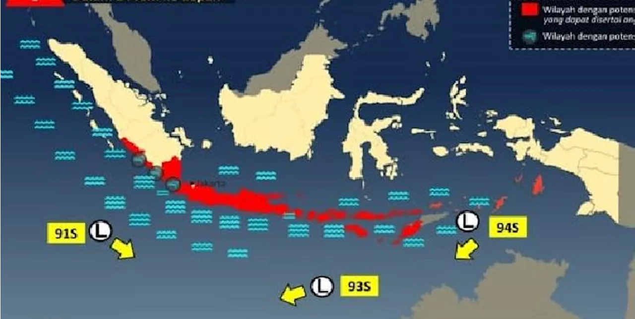 Tiga Bibit Siklon Tropis Berjejer di Perairan Selatan Indonesia, Ahli Klimatologi BRIN Ungkap Dampaknya