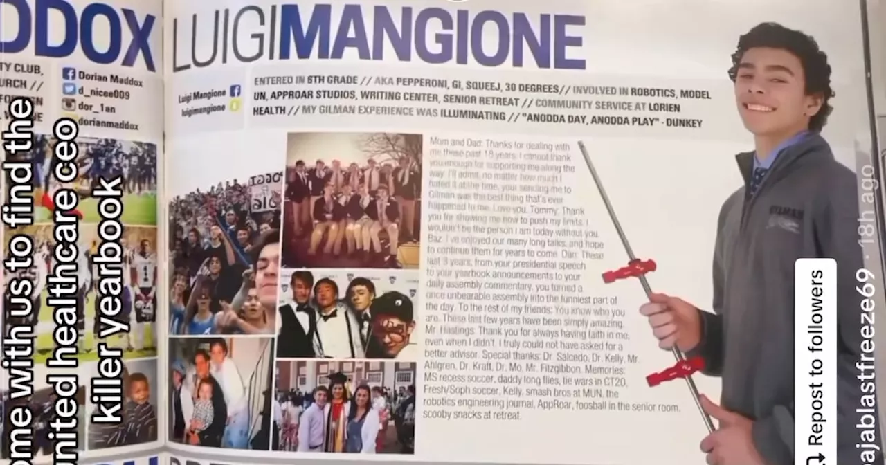 Suspected CEO Killer Luigi Mangione Was Awarded Flirtatious Superlative in High School Yearbook