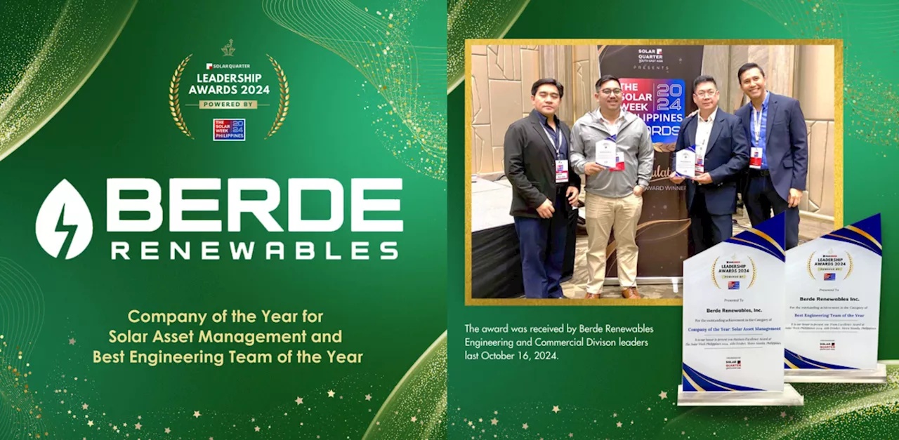 Berde Renewables brings Home Solar Quarter Leadership Awards