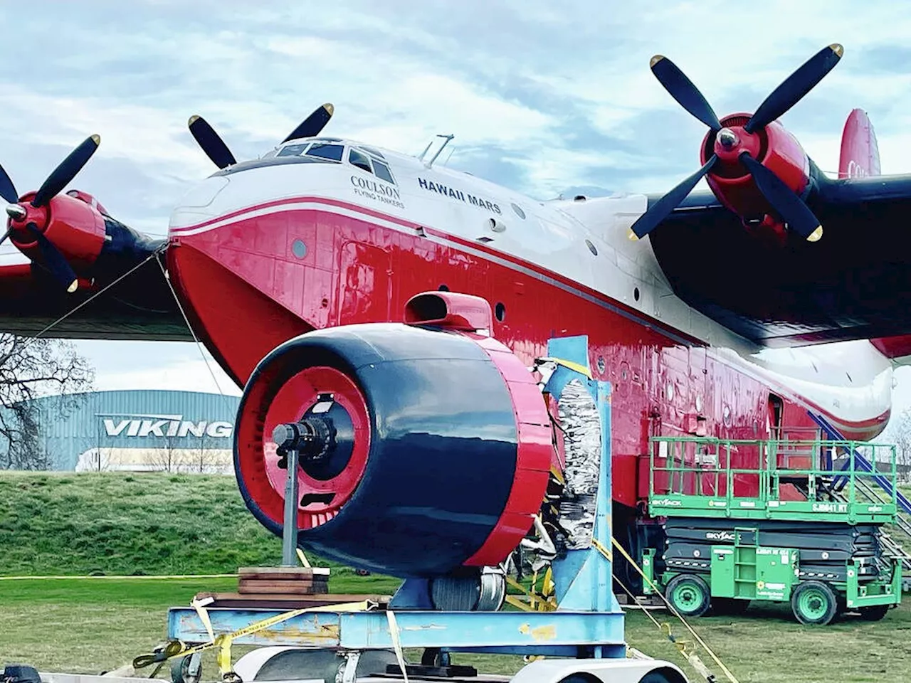 After engine replacement, Philippine Mars waterbomber ready to leave B.C.