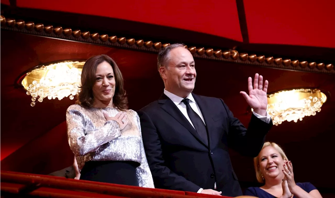 Kamala Harris Shines in Metallic Bodice Dress at 2024 Kennedy Center Honors With Doug Emhoff