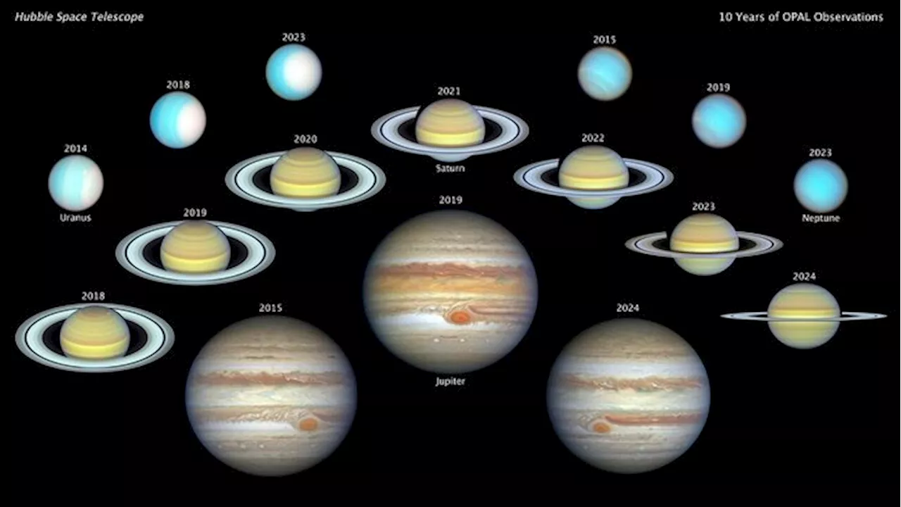 Hubble celebra 10 anni di studi sui giganti del Sistema Solare