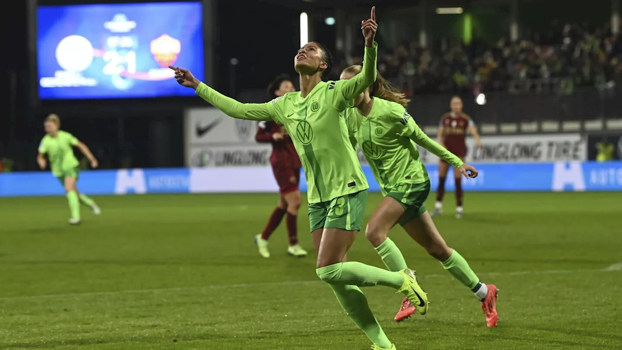 Jónsdóttir scores 4 as Wolfsburg clinches quarterfinal spot by routing Roma 6-1 in Women's CL