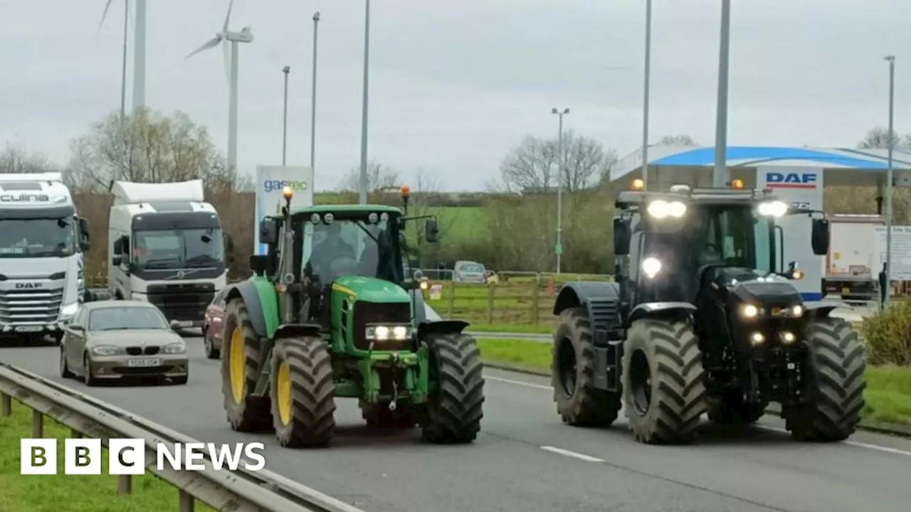 Tractors block A5 and A14 in farmers' inheritance tax protest