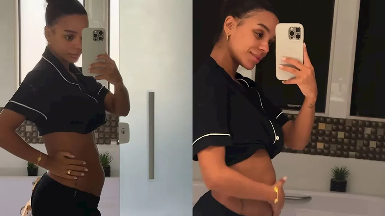 Brunna mostra diferença na barriga: “A noite de um jeito, de dia de outro”