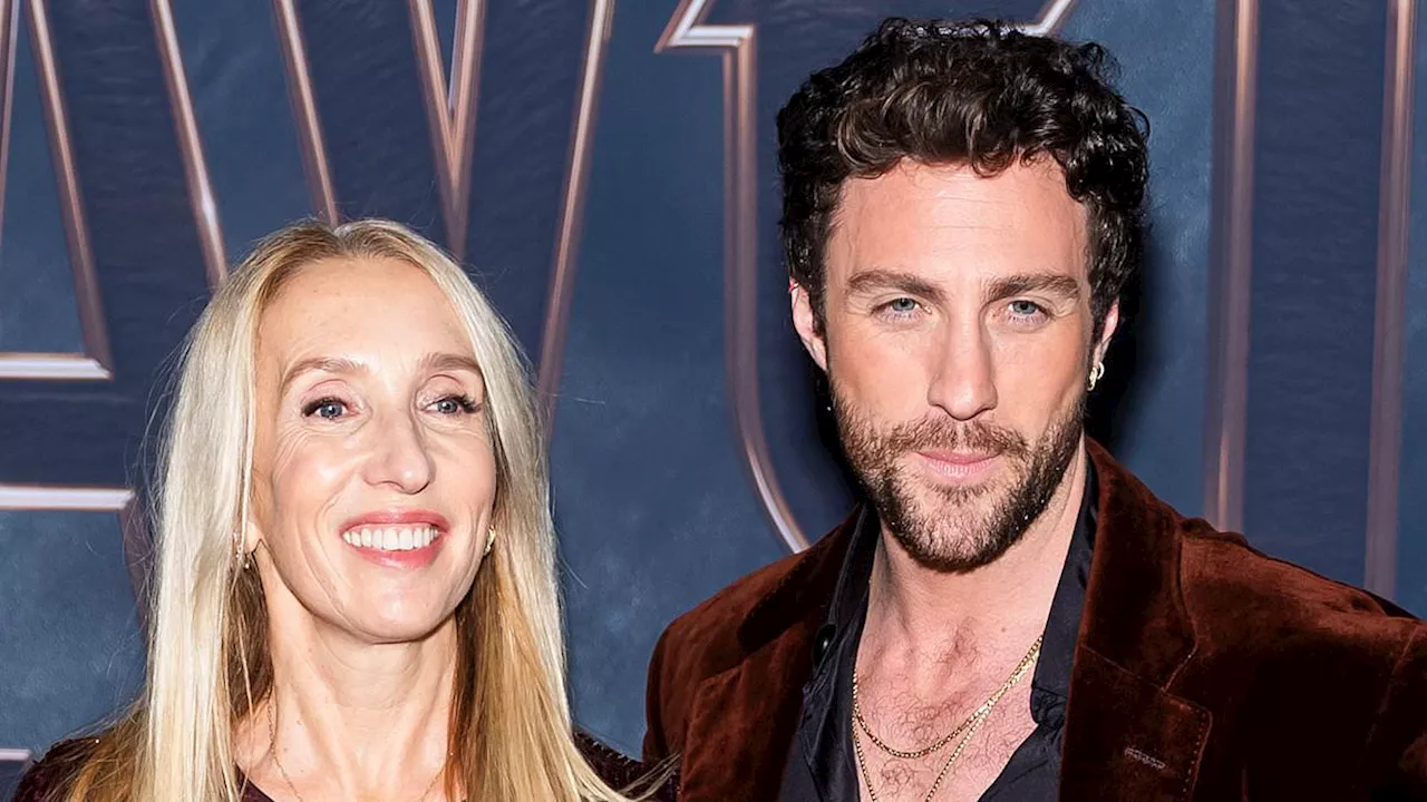 Aaron Taylor-Johnson, 34, supported by wife Sam, 57, and her daughters at Kraven The Hunter premiere...