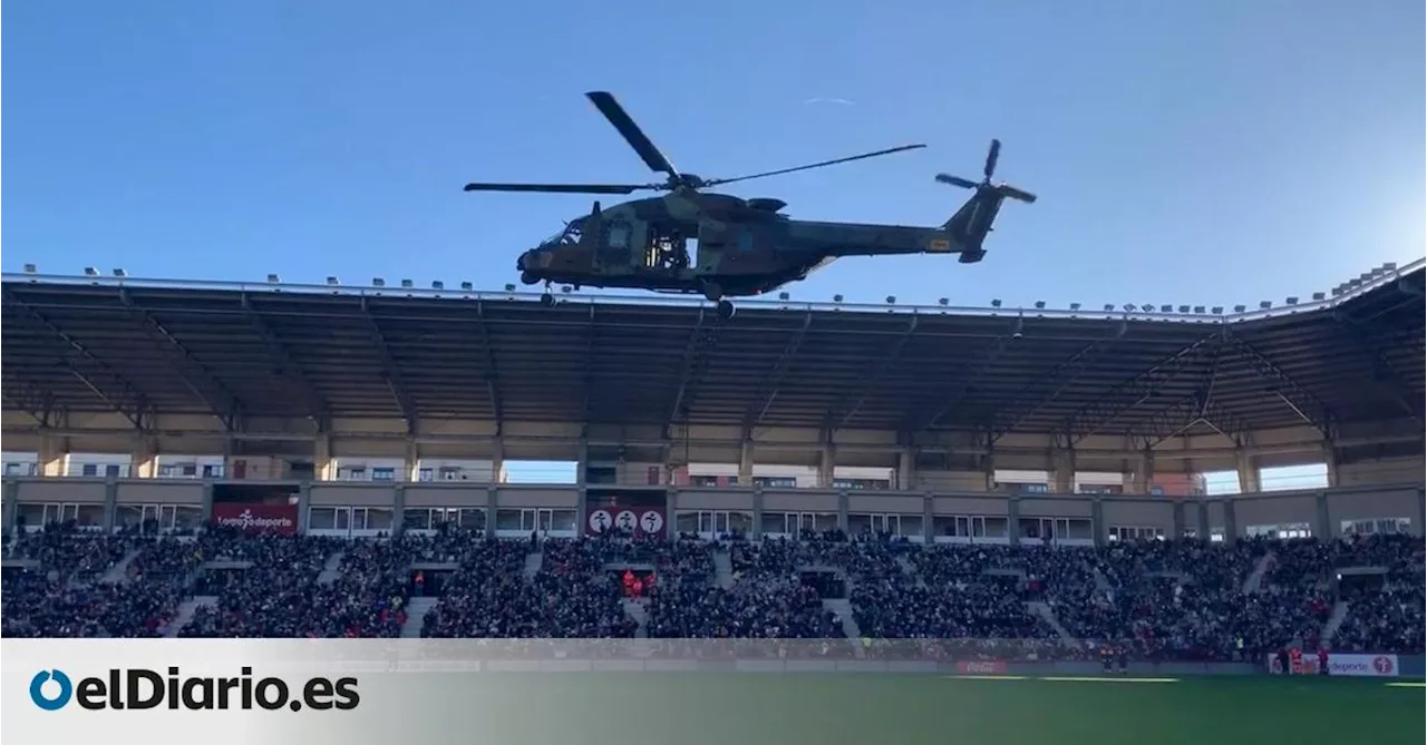 Un partido de fútbol oficial complica la llegada de los Reyes Magos en helicóptero a Logroño