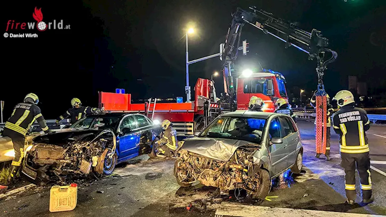 Nö: Zwei Verletzte bei Pkw-Unfall im Bereich Autobahnzubringer Bad Vöslau