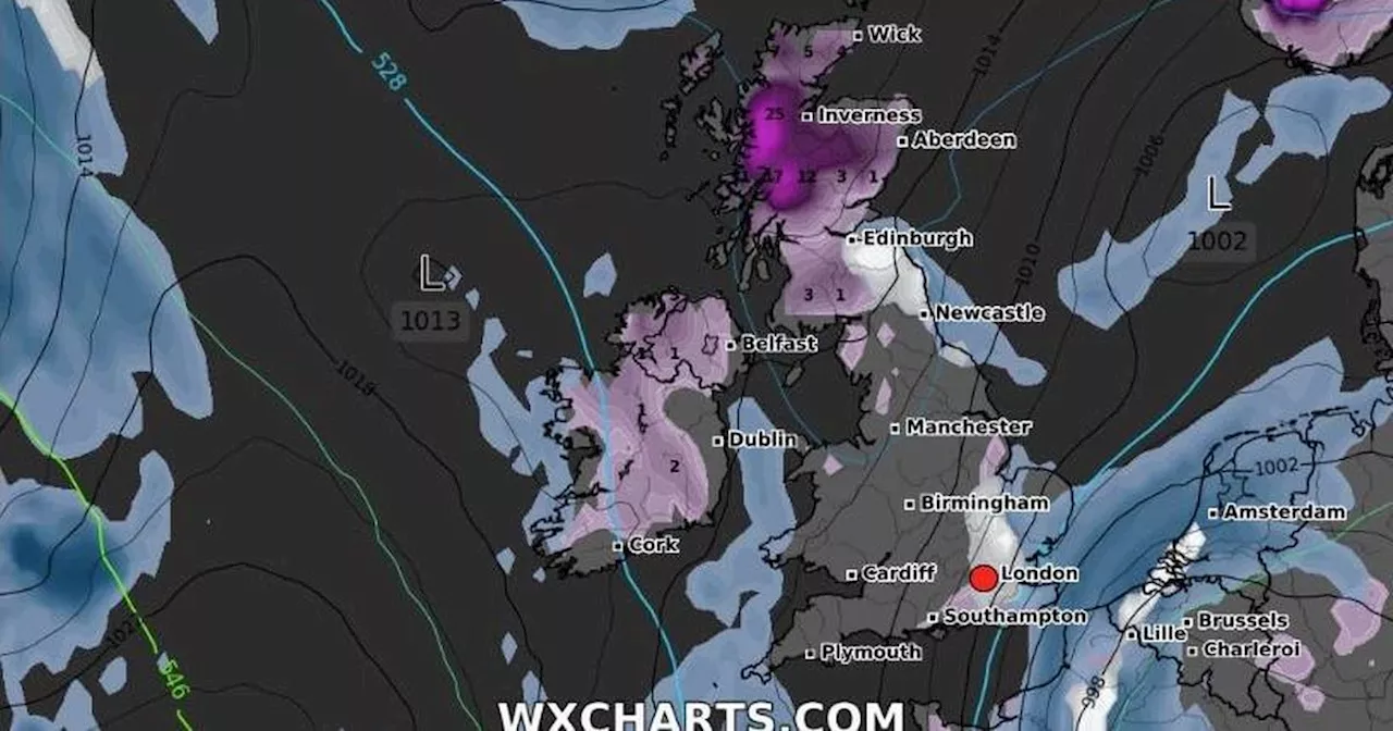 Ireland braced for 600km of snow at Christmas as weather maps turn purple