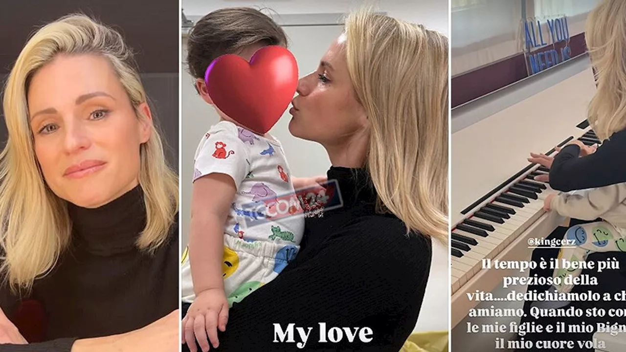 Michelle Hunziker al pianoforte con Cesare: “Quando sto con il mio Bignè, il cuore vola”