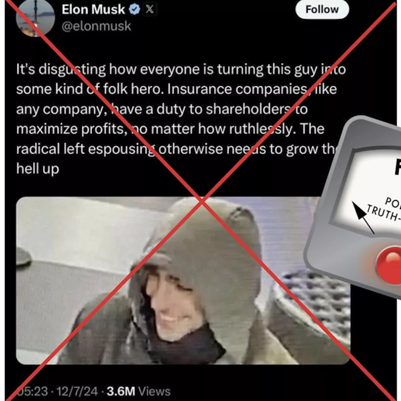 Fake Elon Musk post criticizes UnitedHealthcare CEO shooter