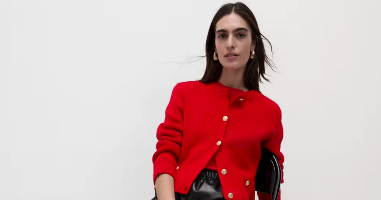 Marks and Spencer’s bold red cardigan is a must-have item this season