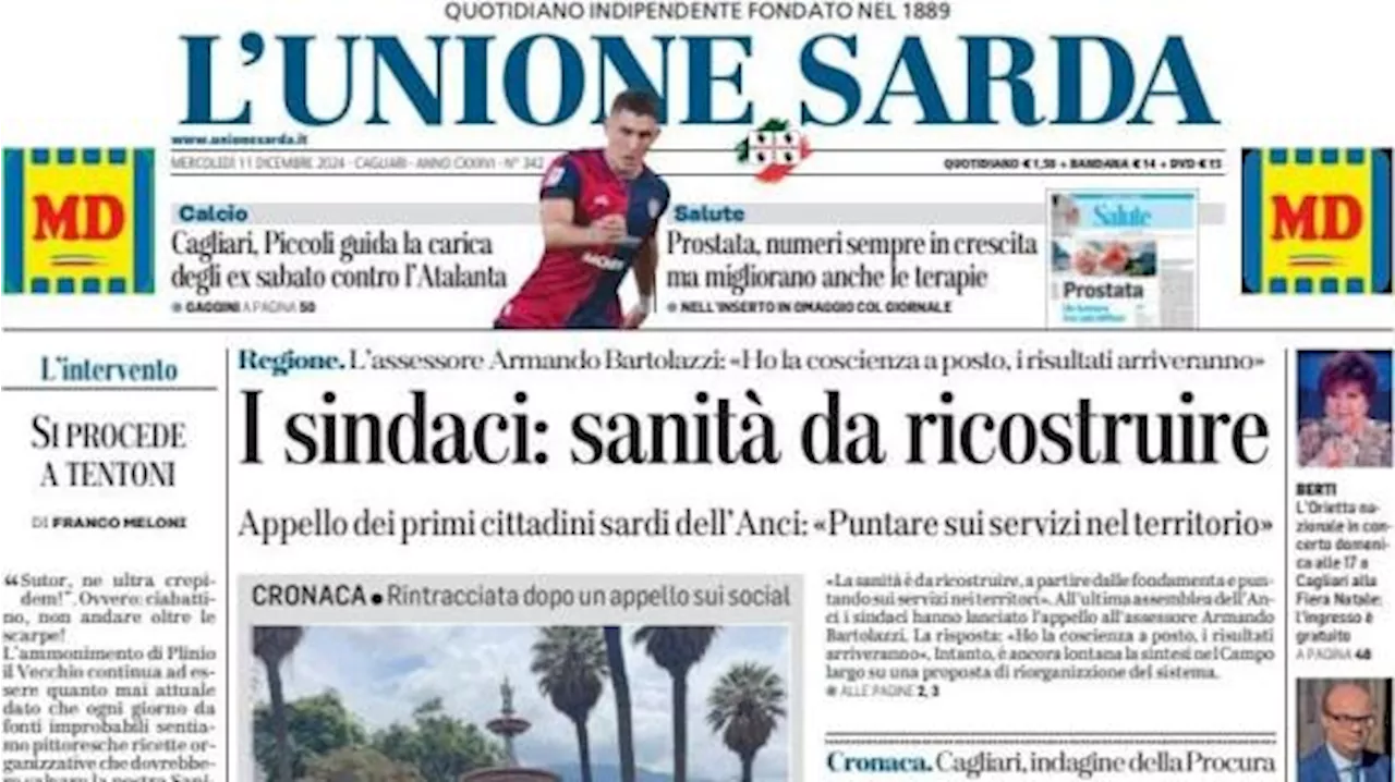 L'Unione Sarda: 'Cagliari, Piccoli guida la carica degli ex contro l'Atalanta'