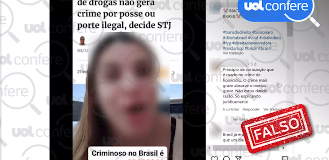 É falso que STJ decidiu que traficante não será punido por uso de arma