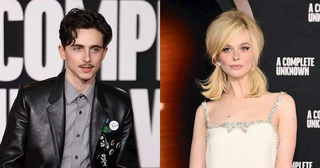 Timothée Chalamet and Elle Fanning Do ’60s Dressing For 'A Complete Unknown' Red Carpet