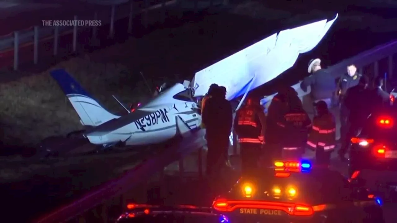 Small plane crashes onto New York highway, killing 1 person and injuring another