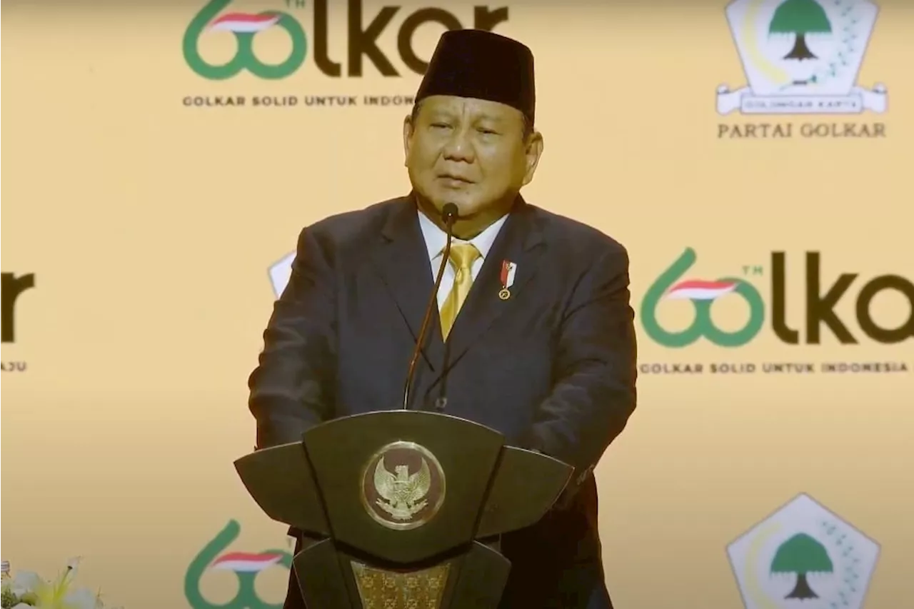 Prabowo 'Roasting' Bahlil di HUT Golkar, Ingin Ubah Pilkada, hingga Puji PDIP Oposisi