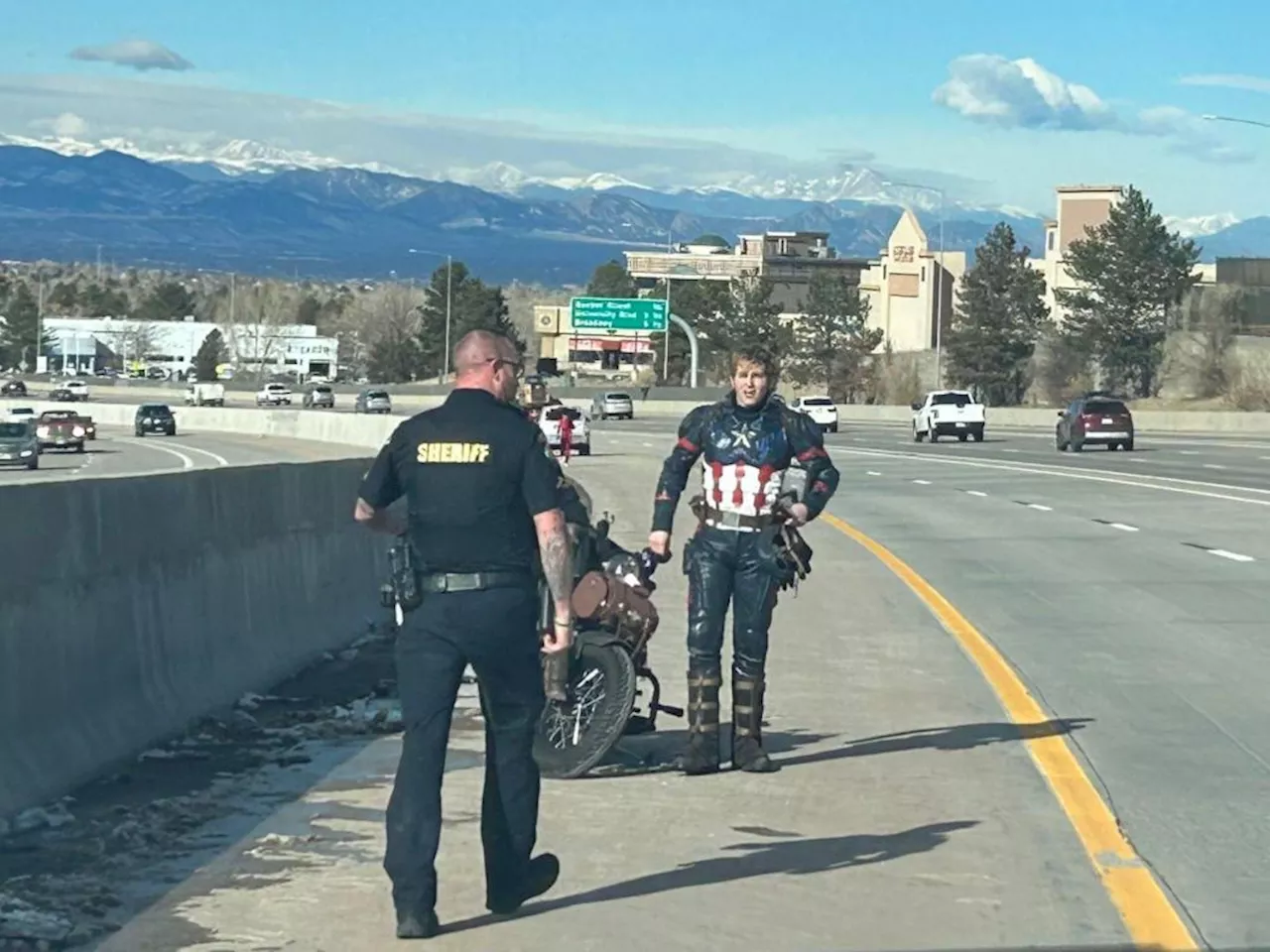 Colorado’s “Captain America” rescued by Douglas County deputy after motorcycle breaks down on C-470