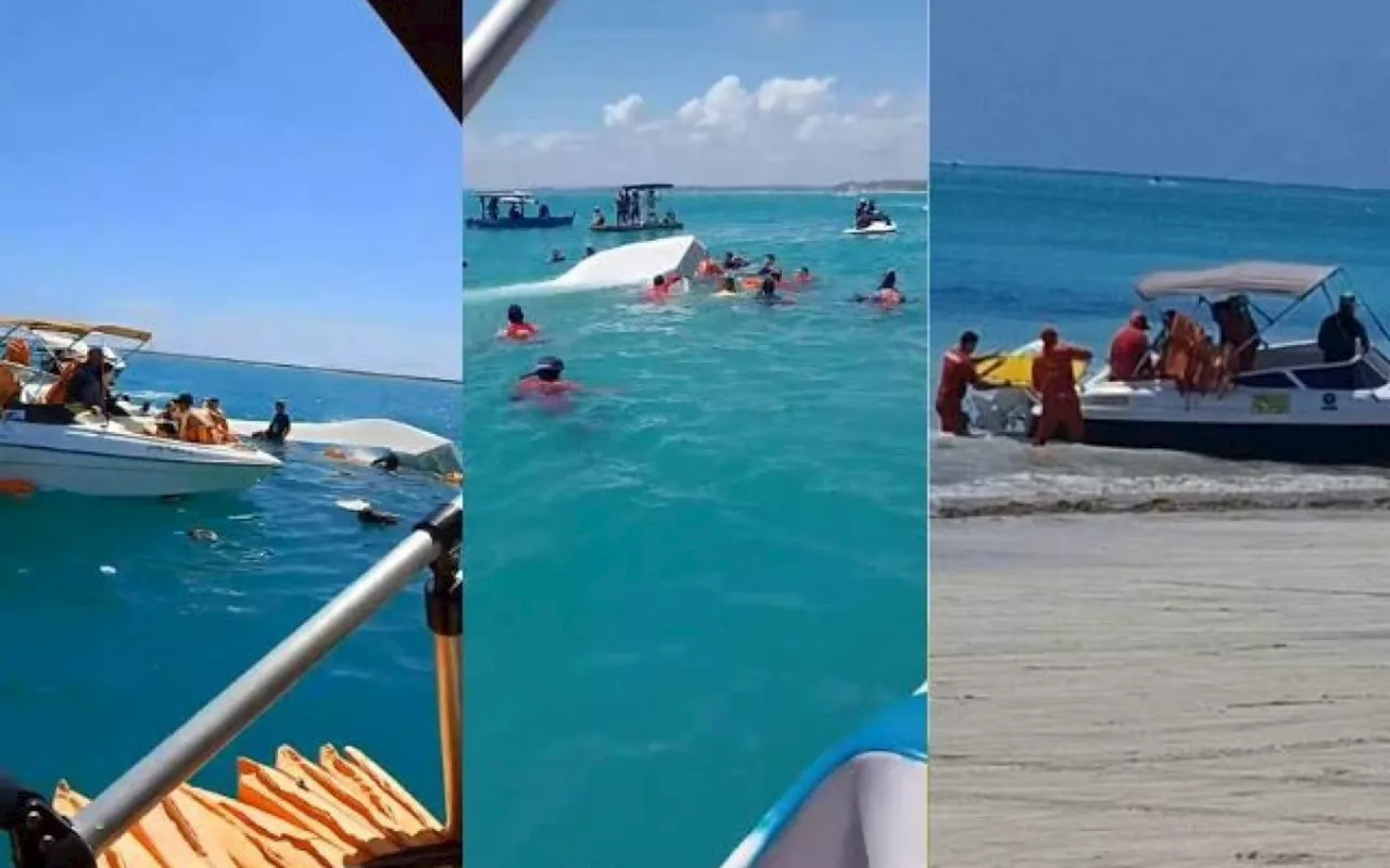 Vídeo: Catamarã com 50 ocupantes naufraga em Maragogi, Alagoas; um turista morreu