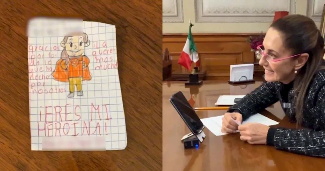 Claudia Sheinbaum hace llamada sorpresa a niño que le regaló un dibujo