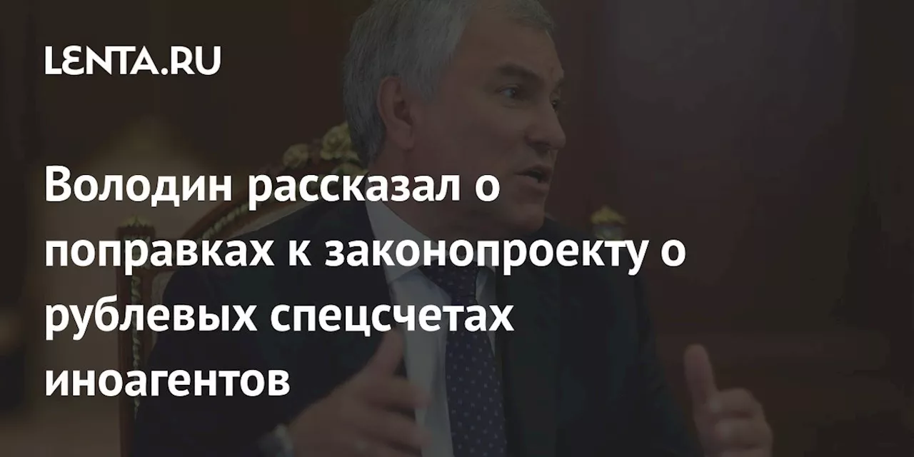 Володин рассказал о поправках к законопроекту о рублевых спецсчетах иноагентов