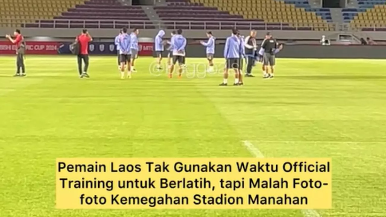 Aksi Pemain Laos Foto-Foto di Stadion Manahan Solo Jadi Sorotan Sebelum Menahan Imbang Timnas Indonesia di Piala AFF 2024