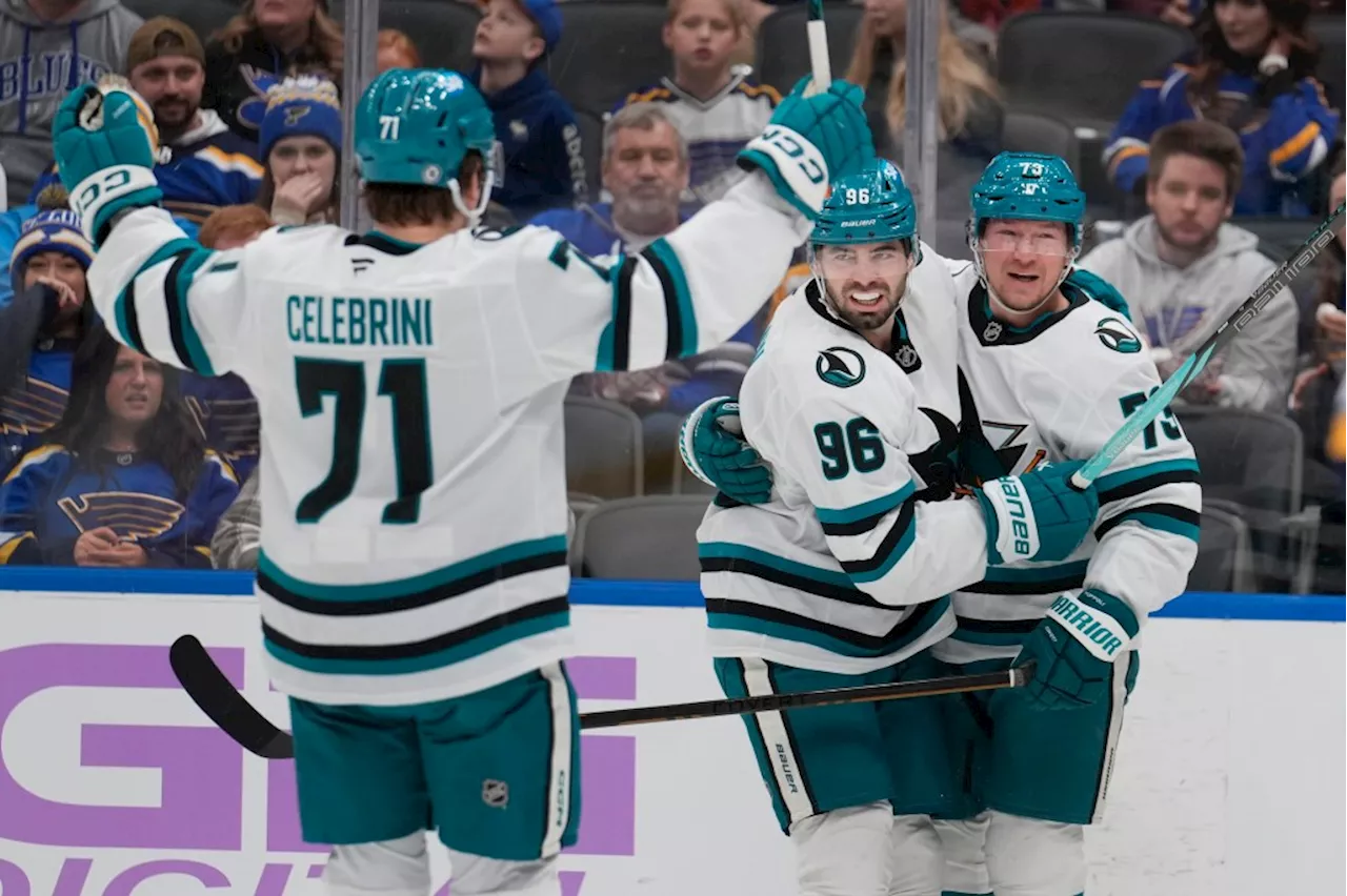 Celebrini puts on a show as Sharks beat St. Louis Blues to end losing skid