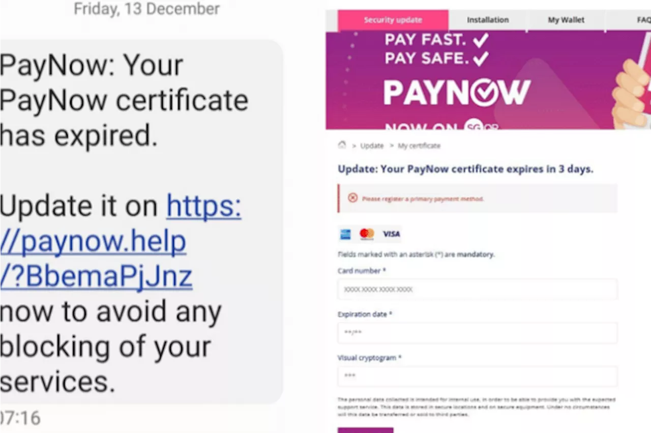 Delete text messages urging renewal of PayNow ‘certificate’