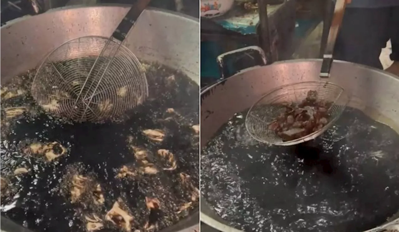 – Ramai Geli Lihat Peniaga Goreng Dalam Minyak Masak Warna Hitam