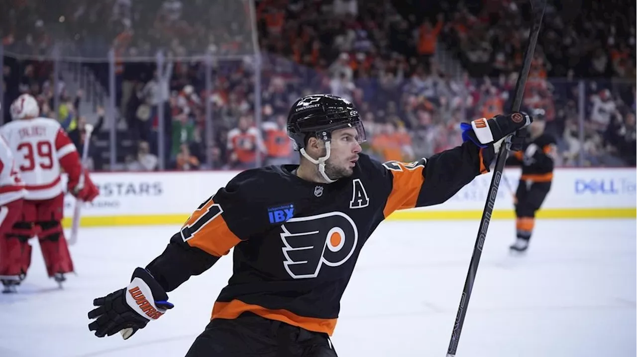 Laughton scores career-high four goals in Flyers' victory over Red Wings