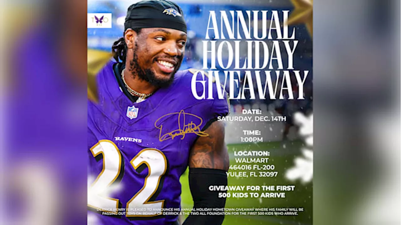 Derrick Henry will host his annual holiday giveaway at the Yulee Walmart