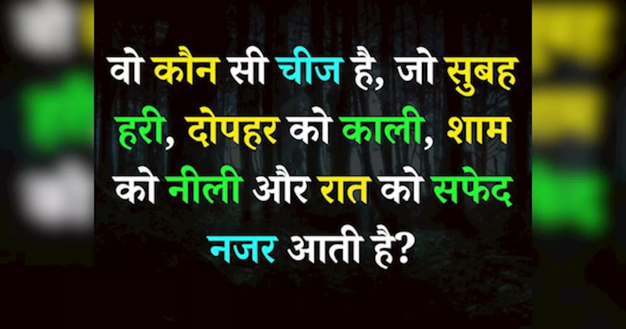 Quiz: वो कौन सी चीज है, जो सुबह हरी, दोपहर को काली, शाम को नीली और रात को सफेद नजर आती है?