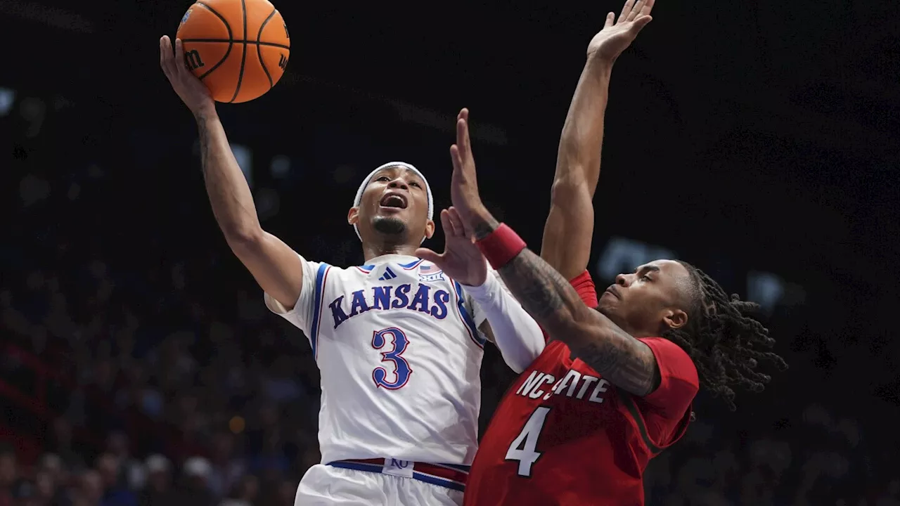 Mayo scores 26, Dickinson has 21 points and 14 boards as No. 10 KU beats NC State, 75-60