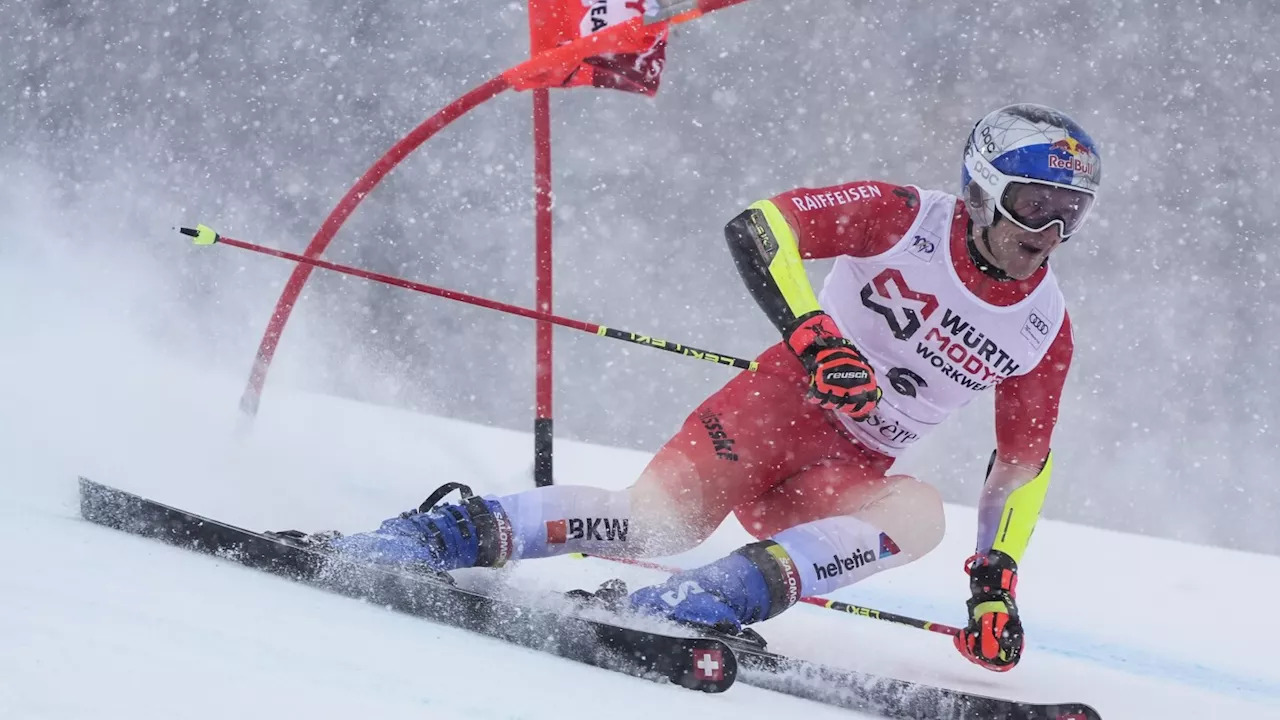 Olympic ski champion Marco Odermatt leads World Cup GS in French Alps after 1st run