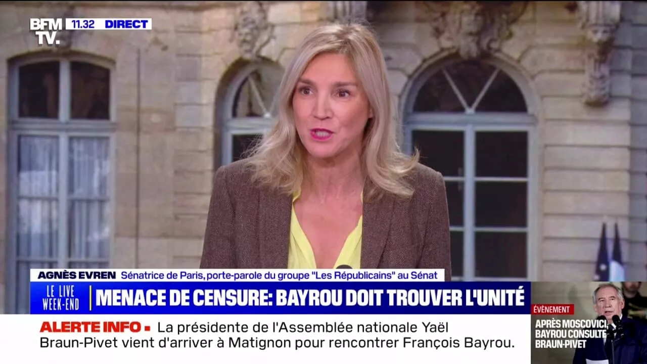 Gouvernement Bayrou: 'La priorité, c'est de faire passer le budget', estime Agnès Evren, députée LR