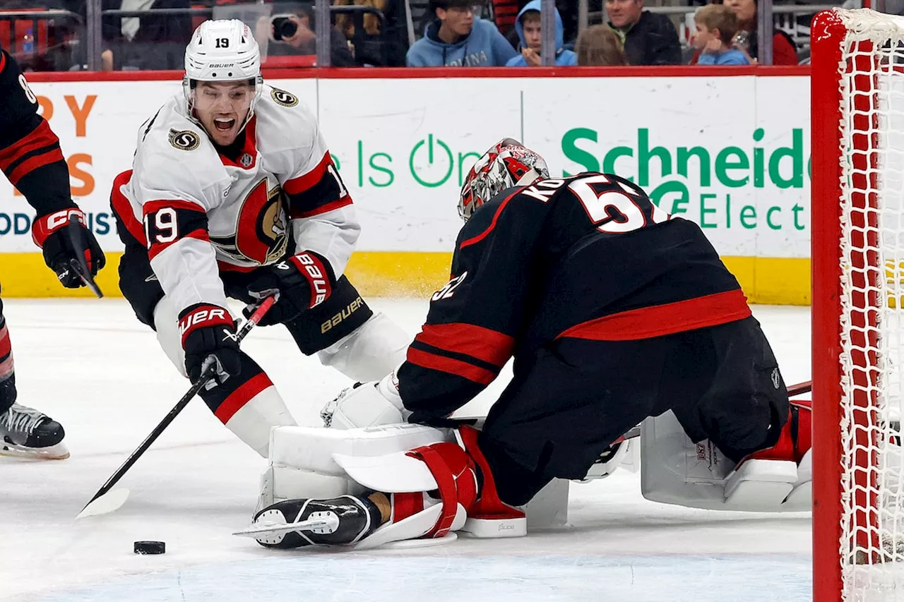 Pinto, Ullmark lead Senators to 3-0 road win over Hurricanes